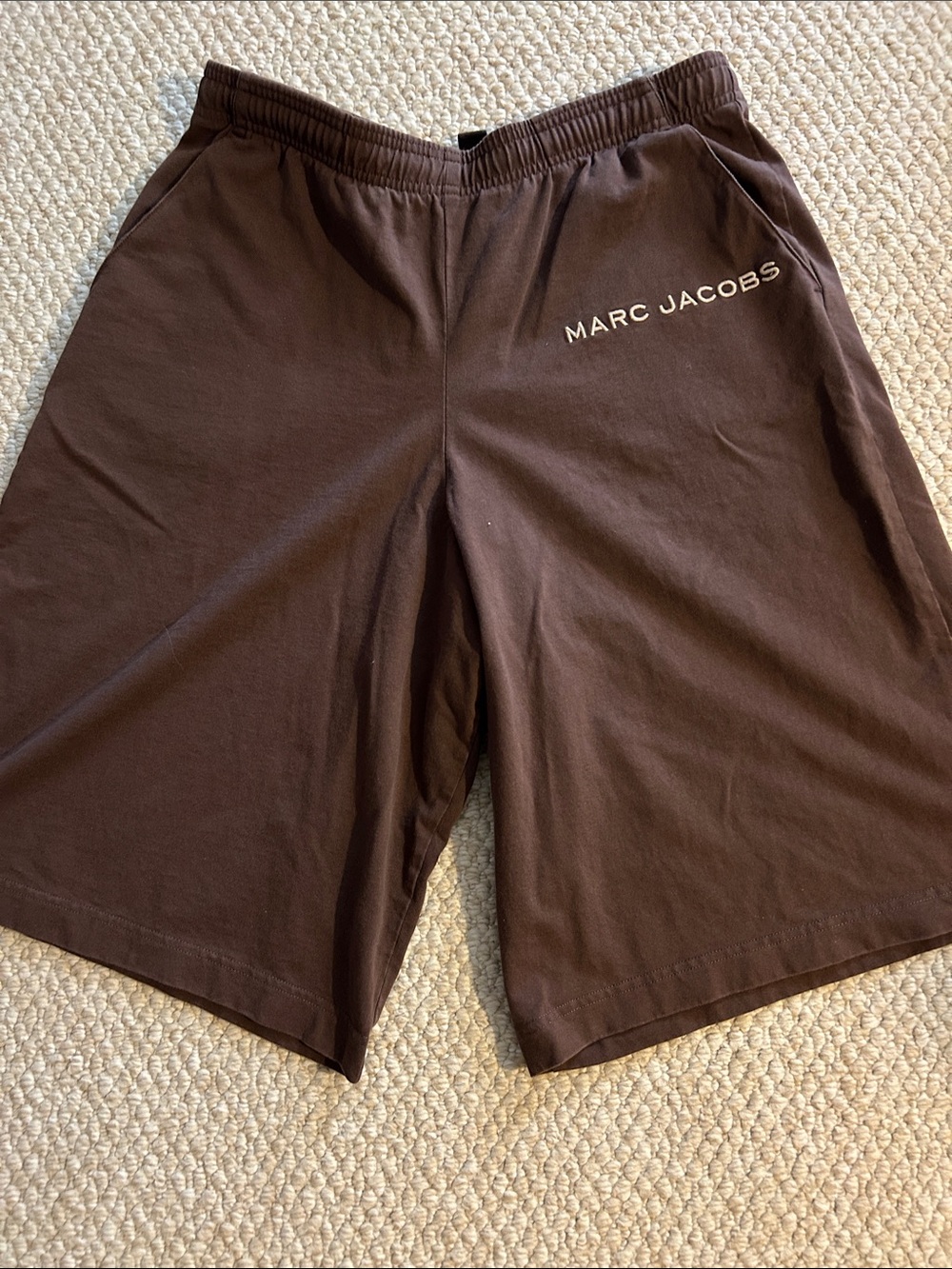 Marc Jacobs Unisex Dark Brown Logo Cotton Athletic Shorts